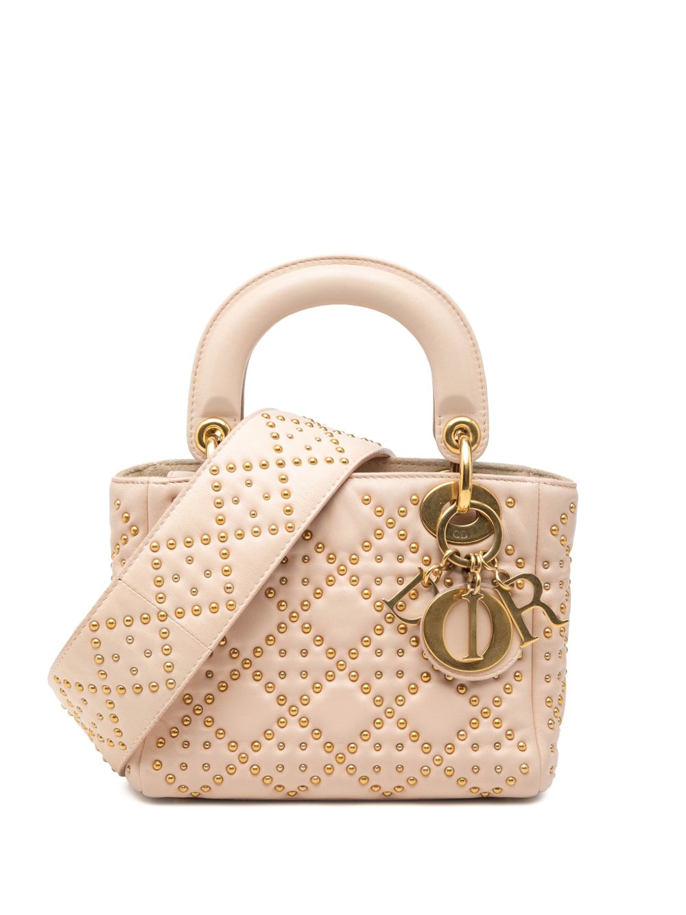 2017 Mini Lambskin Cannage Studded Supple Lady Dior satchel