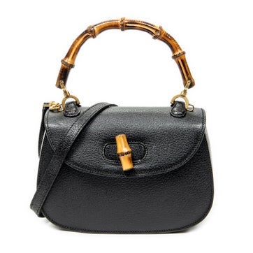 Leather Small Bamboo Top Handle