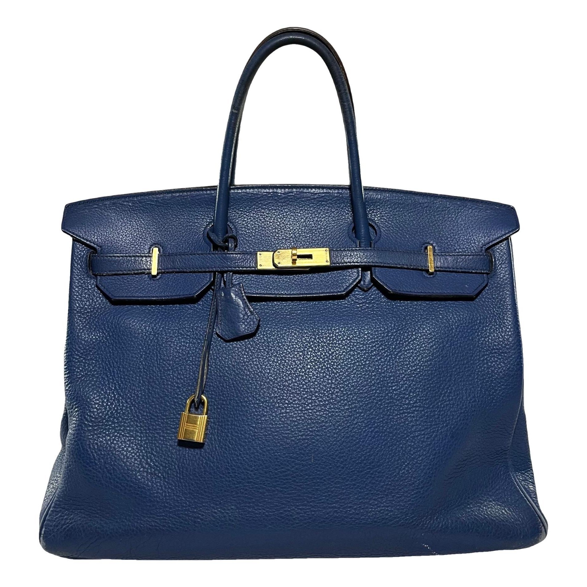 Hermes Birkin 40 Handbag Bleu De Prusse Togo Leather 2009
