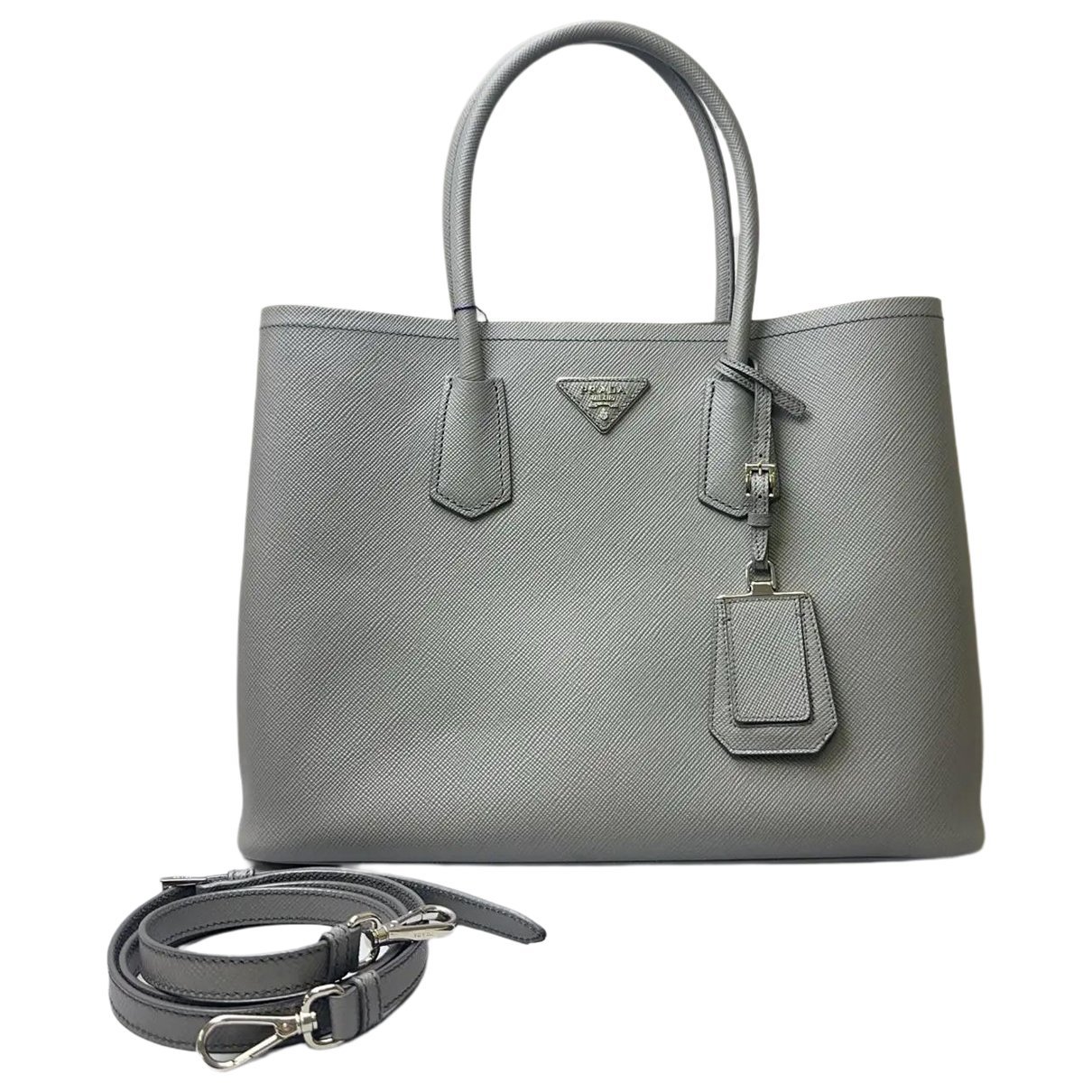 Double leather handbag