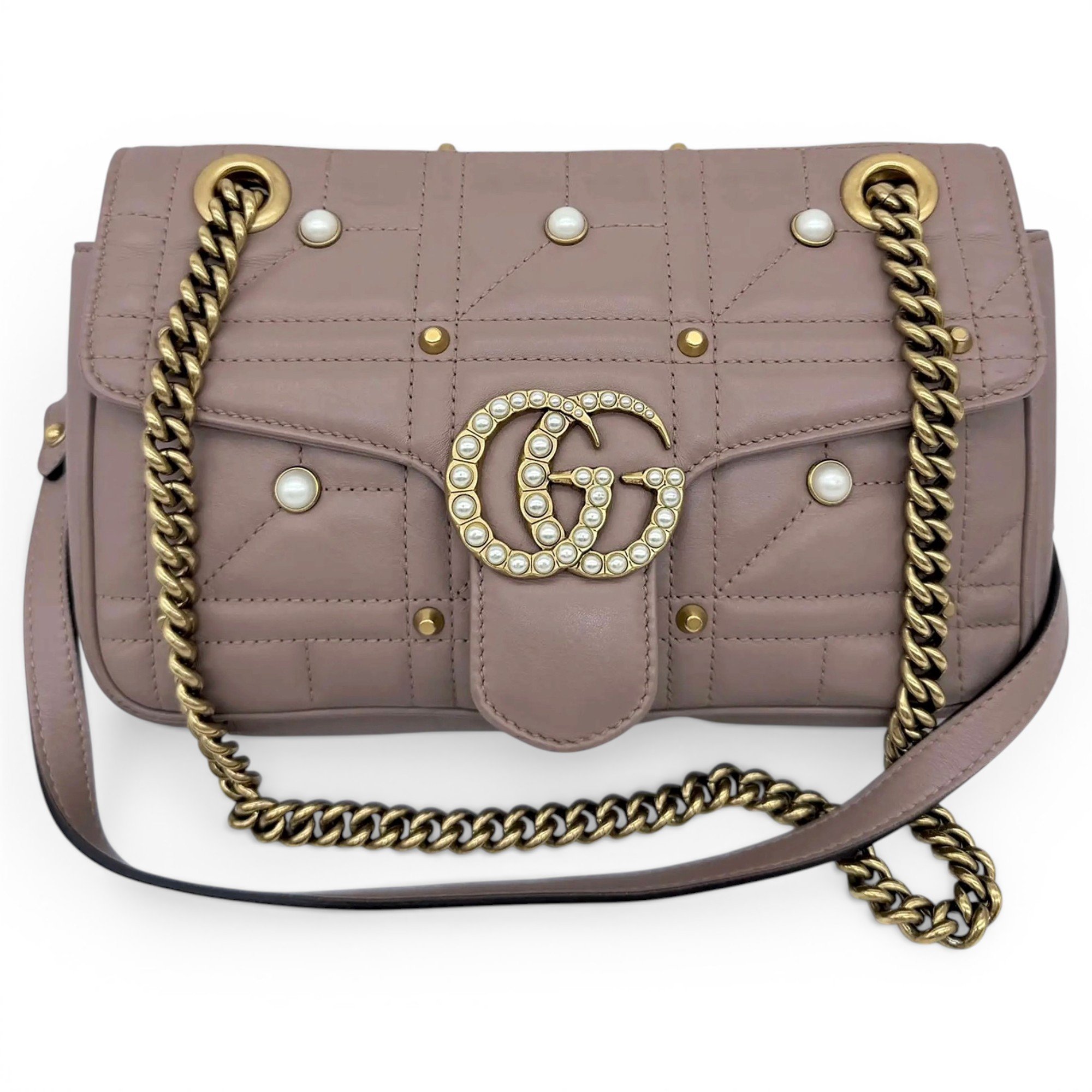 Pearly GG Marmont Flap leather handbag