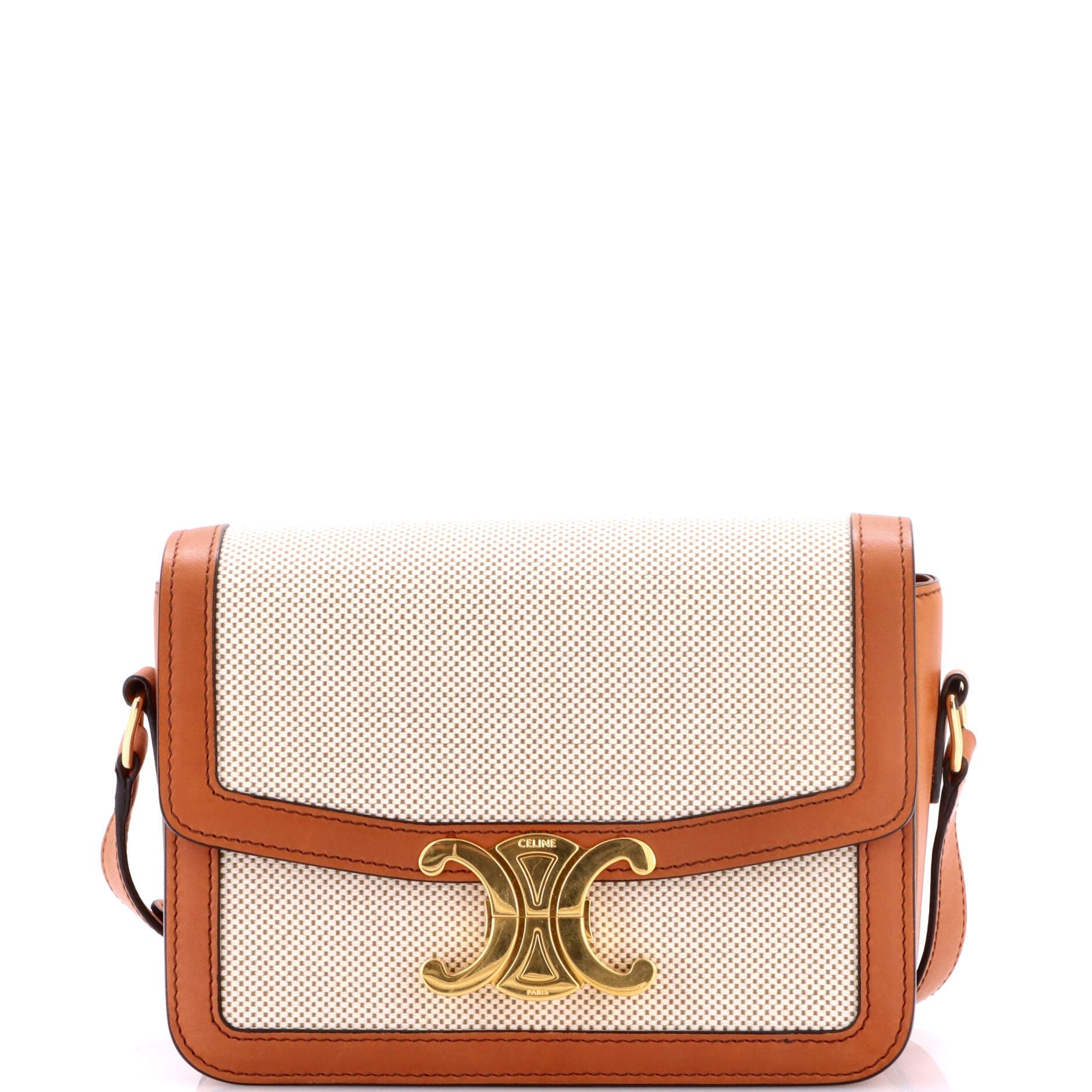 Celine Triomphe Shoulder Bag Canvas with Leather Teen