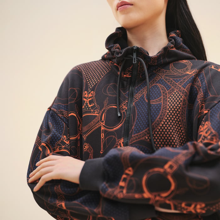 Noir "Eperon d'Or Bandana" Oversized Zipped Hooded Jacket