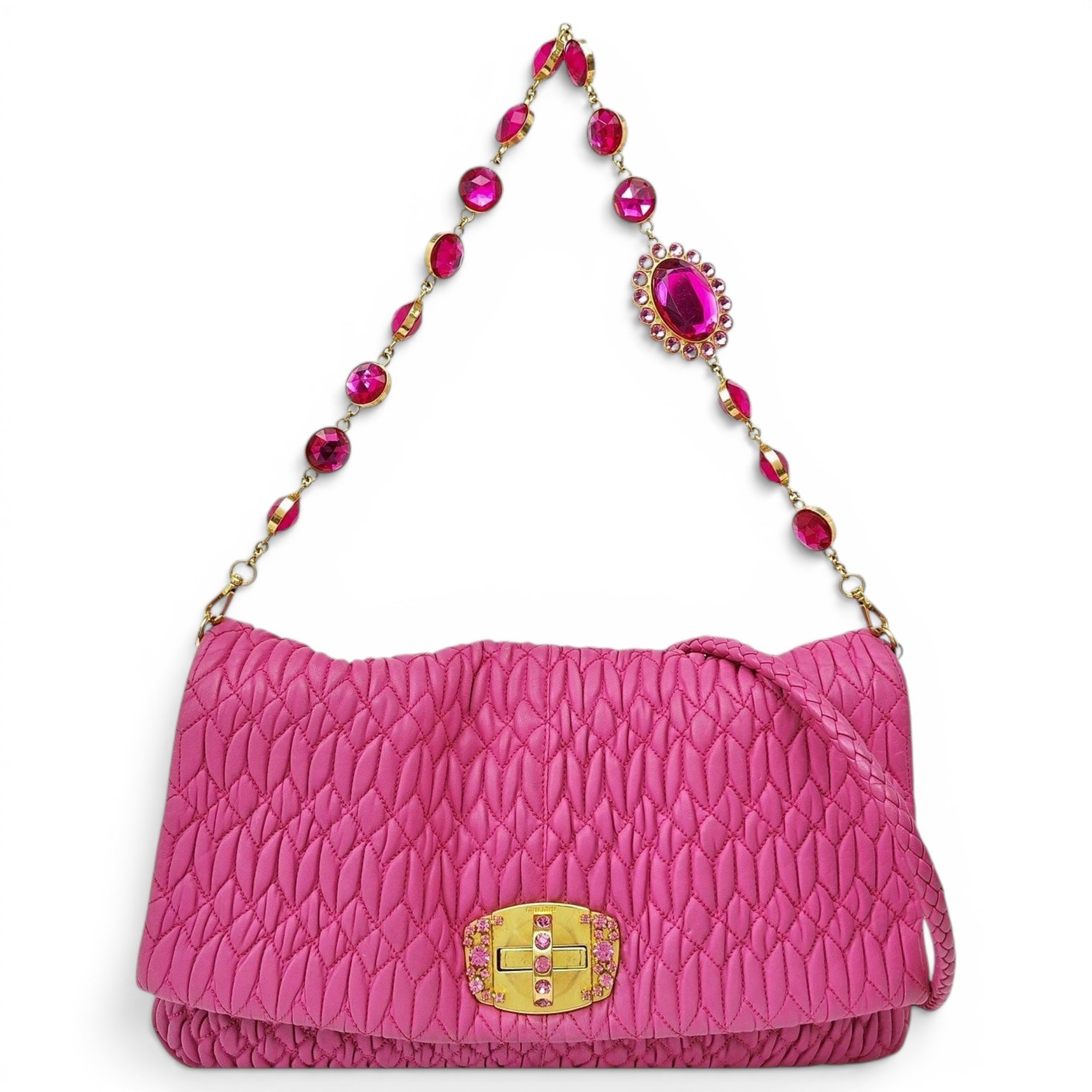 Miu Crystal leather handbag