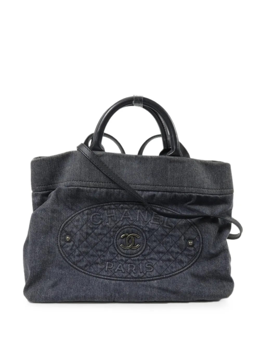 CC logo denim tote bag
