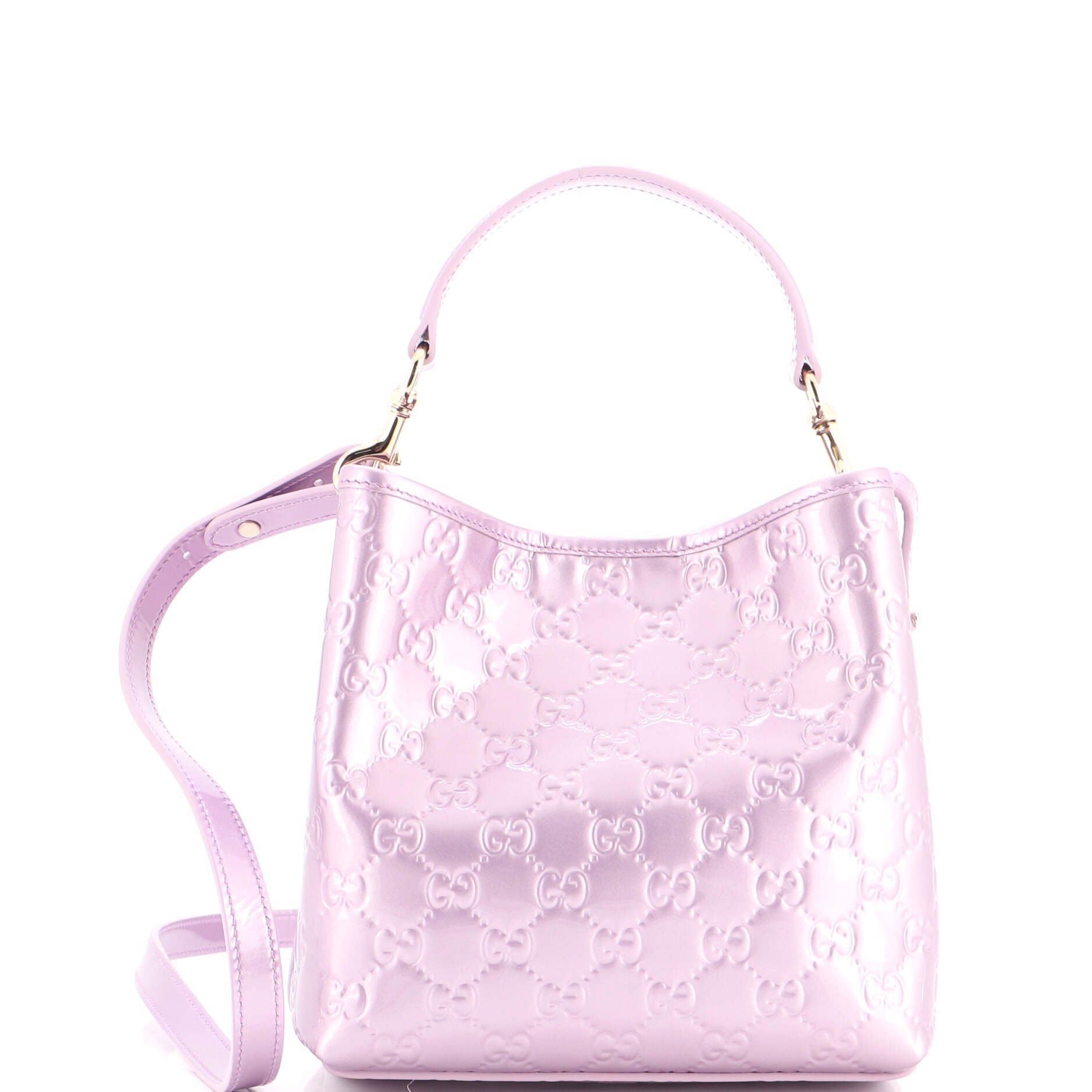 Emblem Bucket Bag GG Embossed Patent Small