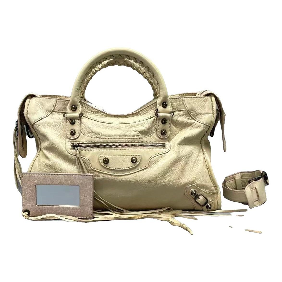 City leather satchel