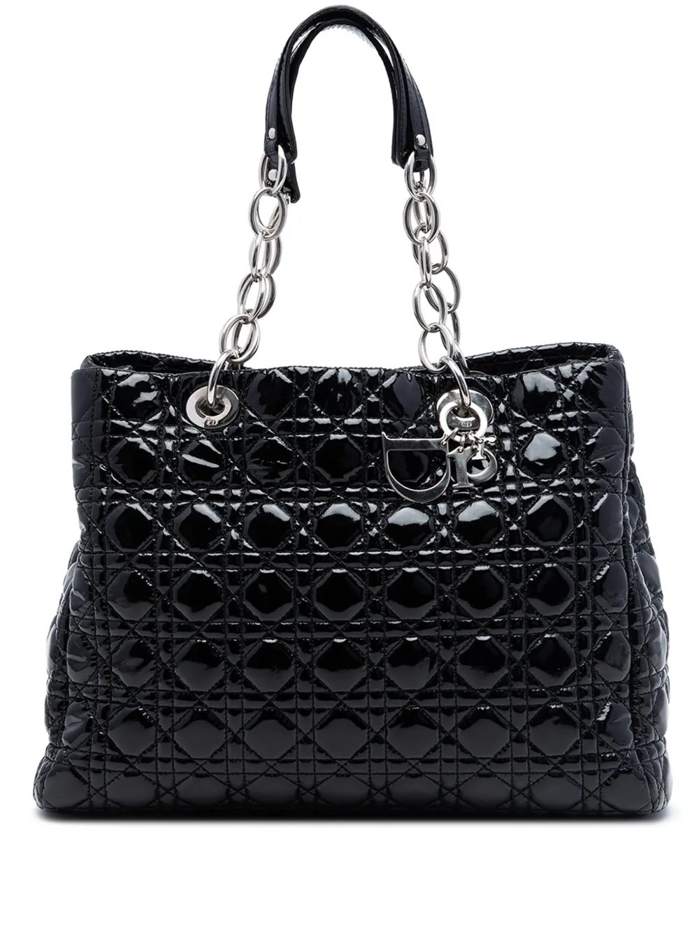 2010 Large Patent Cannage Lady Dior Soft Shopping tote bag