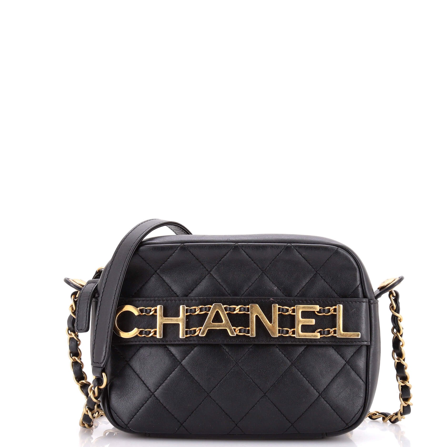 Logo Enchained Camera Case Quilted Calfskin