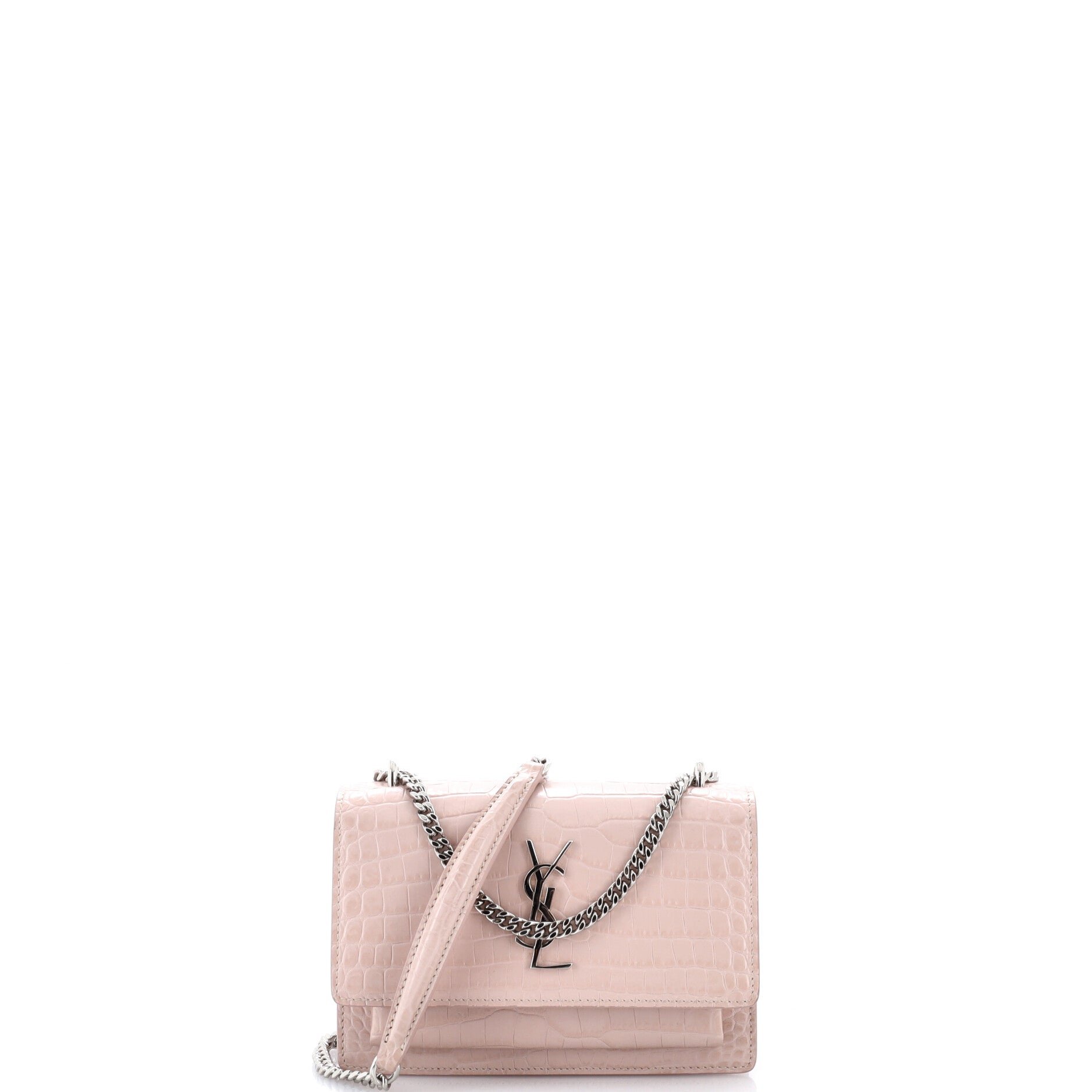 Sunset Chain Wallet Crocodile Embossed Leather