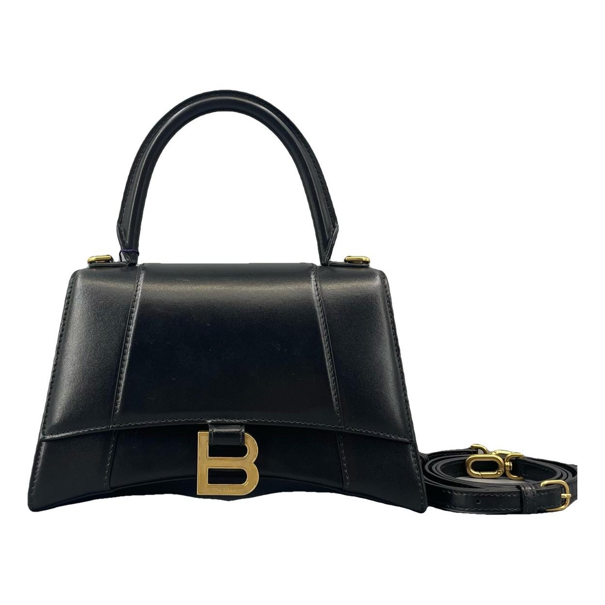 Hourglass leather handbag