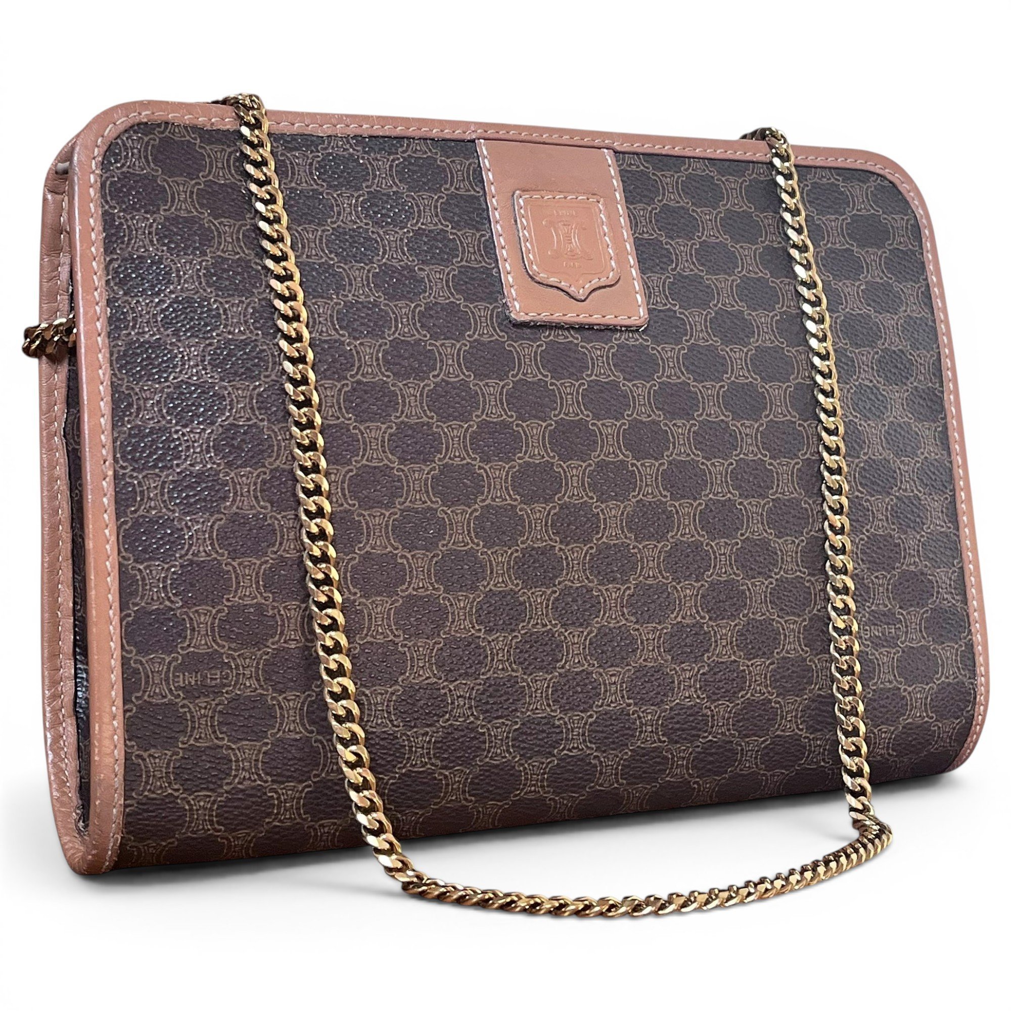 Triomphe chain cloth crossbody bag