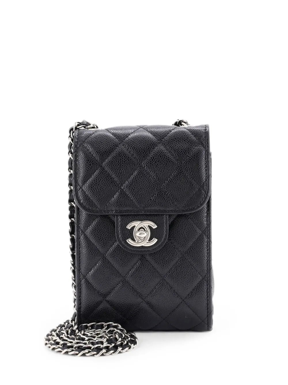 CC Flap Phone Holder Crossbody Bag Quilted Caviar clutch bag