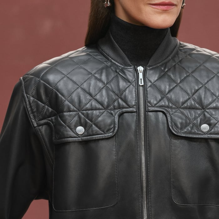 Gris Ardoise Short Bomber Jacket