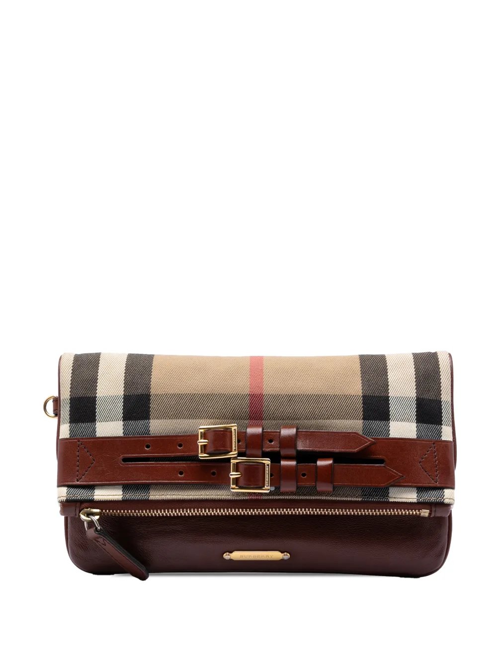 2000-2017 House Check Canvas and Leather Adeline Fold Over Wristlet clutch bag