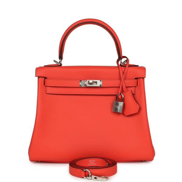 Hermes Hermes Kelly Retourne 25 Orange Field Swift Palladium Hardware