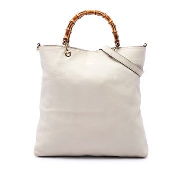 Calf Leather Tall Calfskin Bamboo Shopper Tote