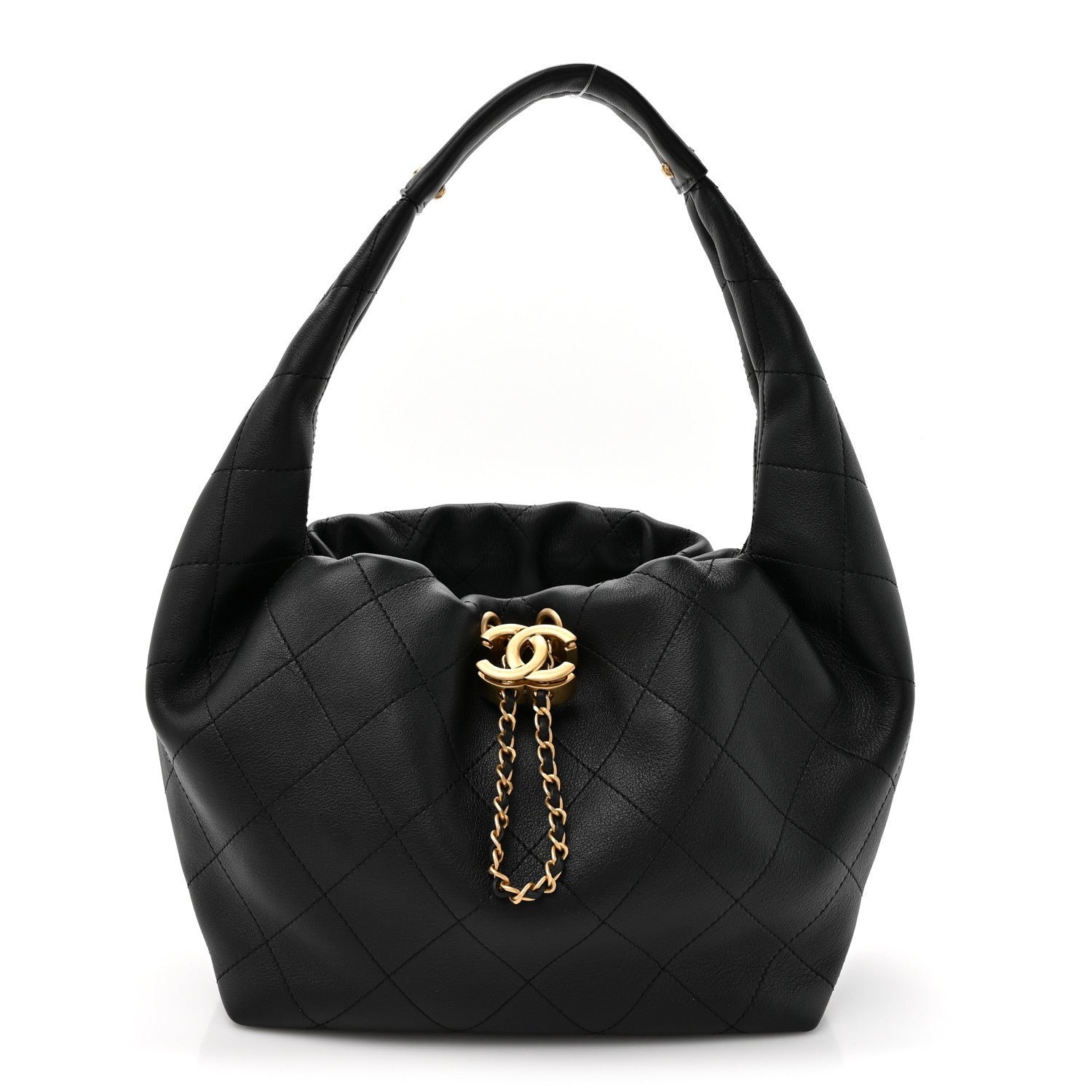 Chanel Calfskin Quilted Small Maxi Hobo Black