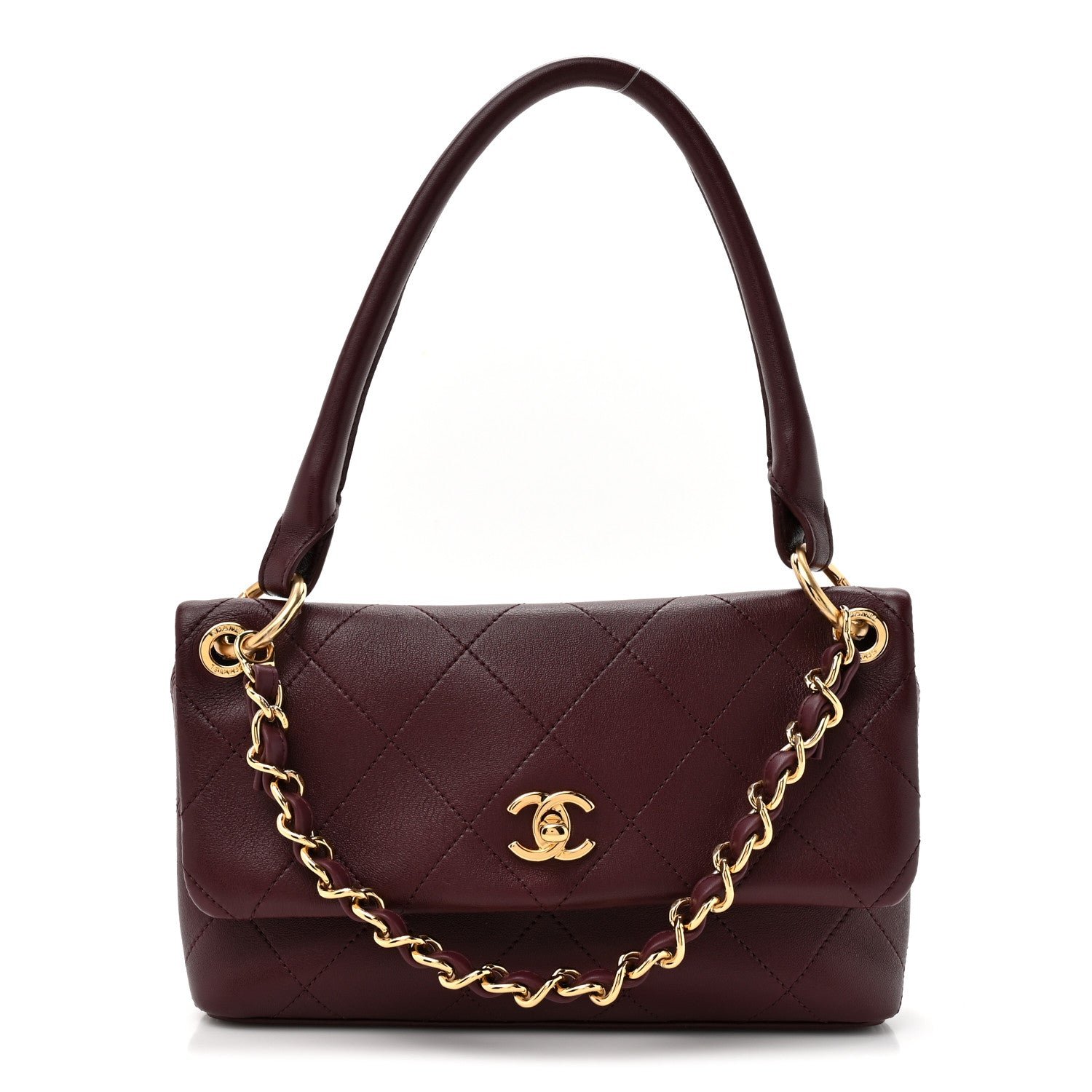 Chanel Lambskin Quilted Maxi Small Flap Burgundy