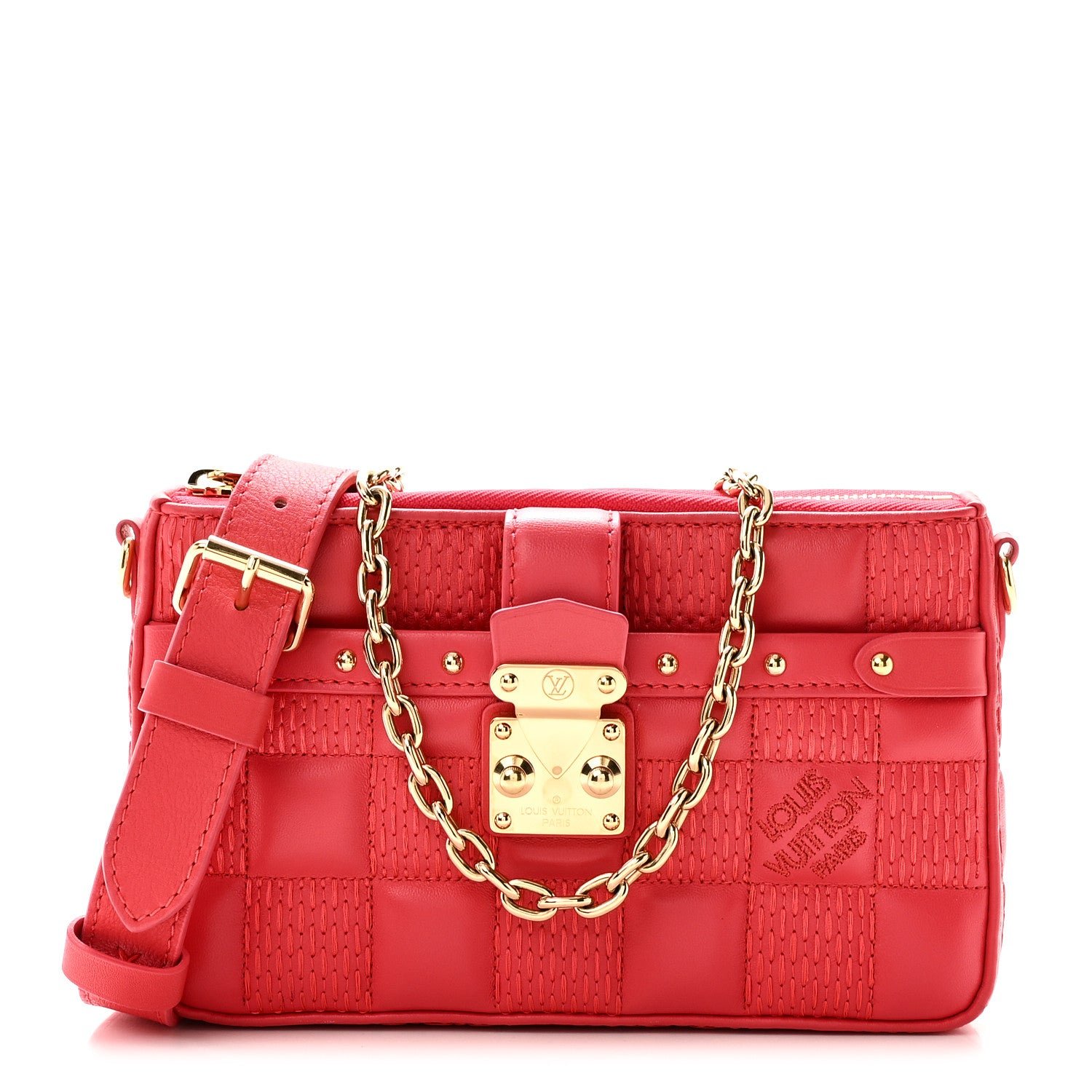 Louis Vuitton Lambskin Damier Quilt Troca PM Rose