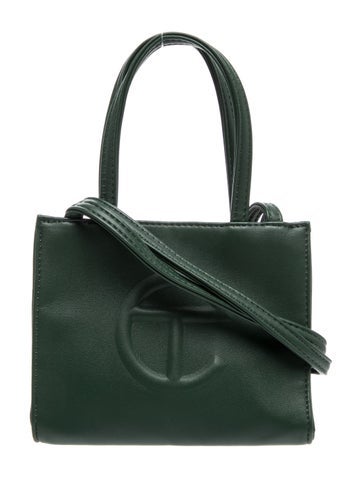 Vegan Leather Dark Olive Shopping Bag Small