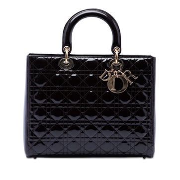 Patent Leather Large Patent Cannage Lady Dior