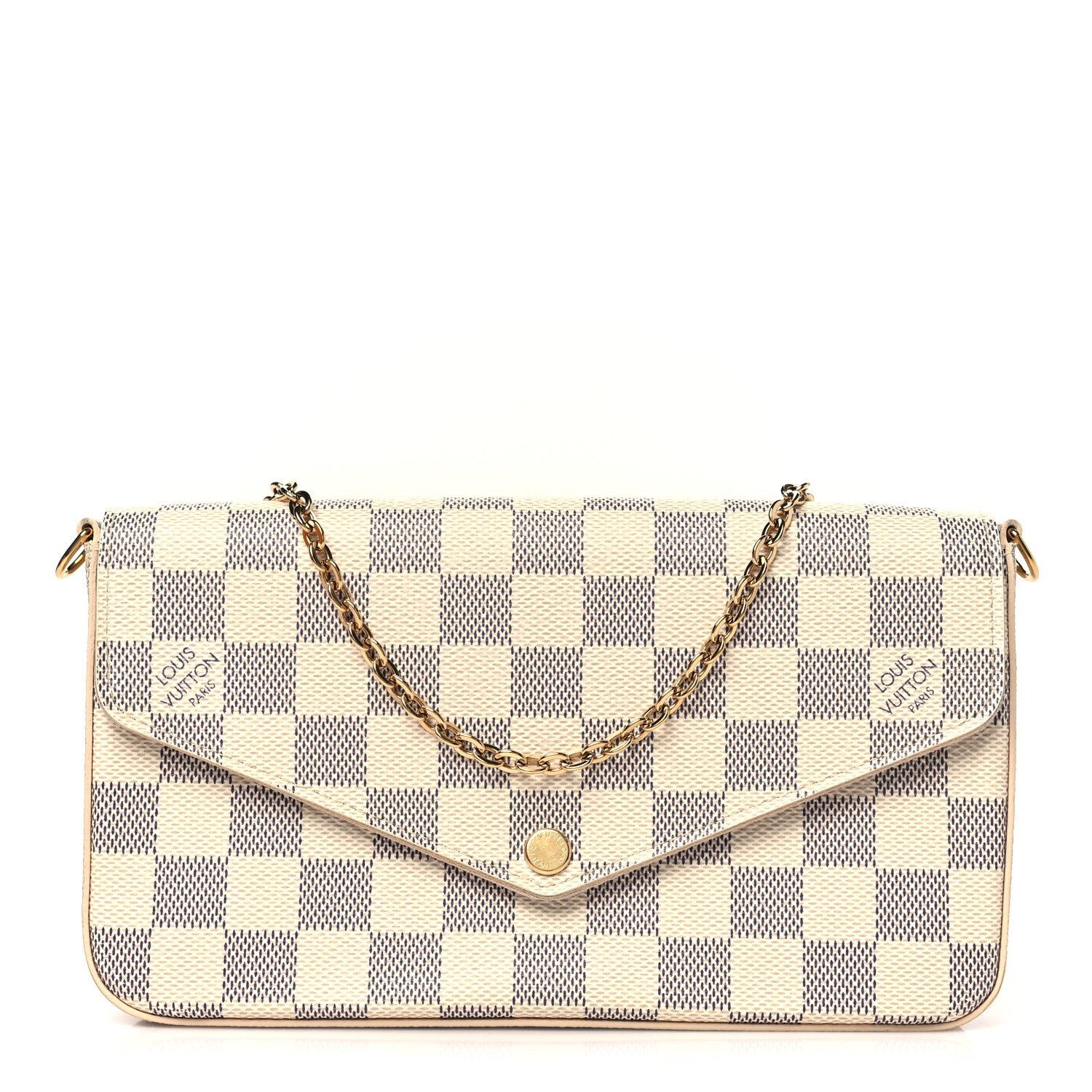 Louis Vuitton Damier Azur Pochette Felicie Chain Wallet Rose Ballerine