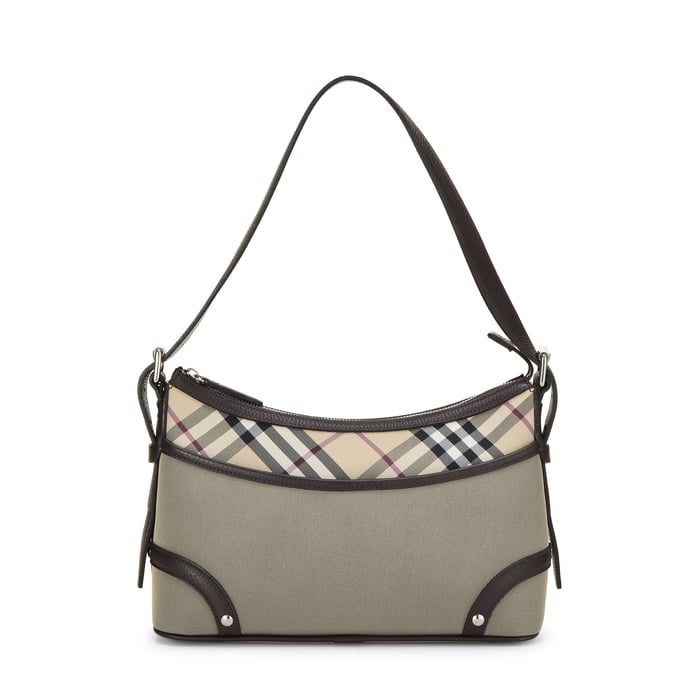 Burberry Multicolor Nylon Check Satchel Shoulder Bag