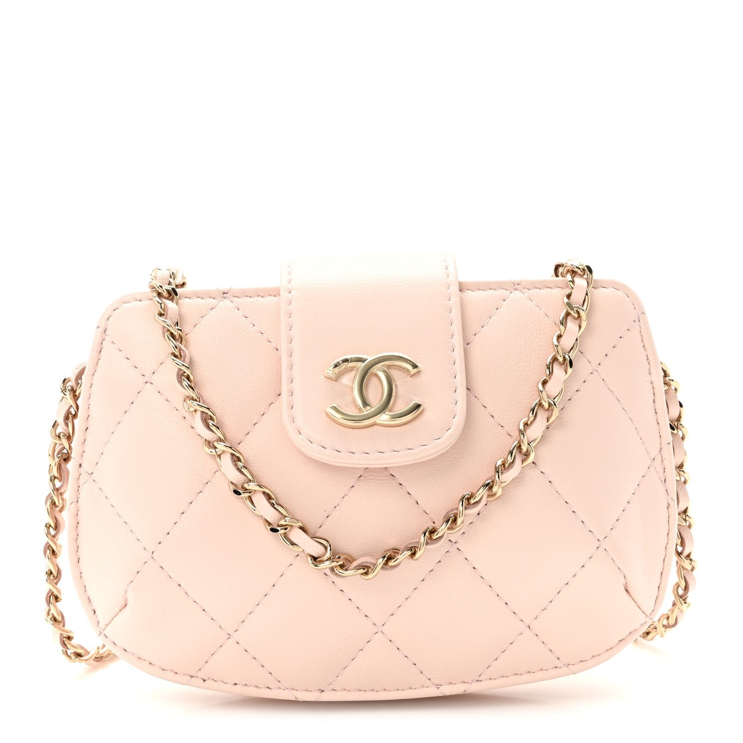 Chanel Lambskin Quilted Mini CC Chain Bag Light Pink