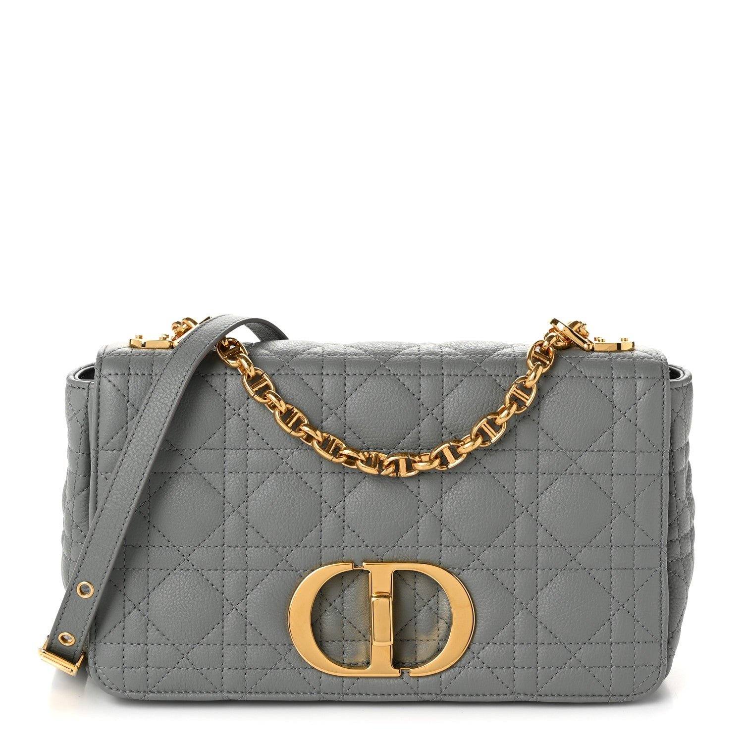 Christian Dior Supple Calfskin Cannage Medium Caro Bag Ethereal Grey