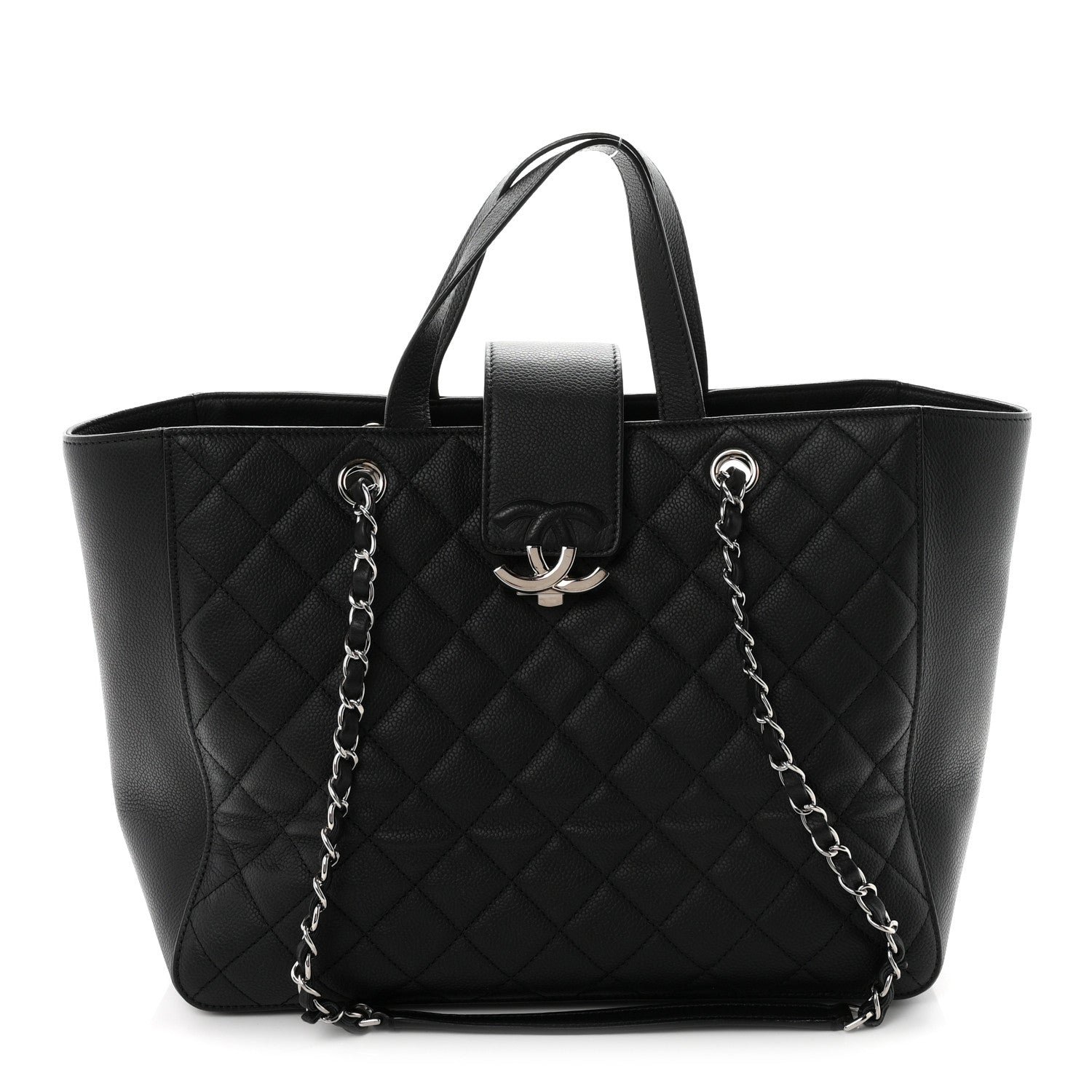 Chanel Caviar Quilted Large CC Box Shopping Tote Black