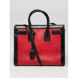 Yves Saint Laurent Black/Red Leather Small Sac de Jour Tote Bag