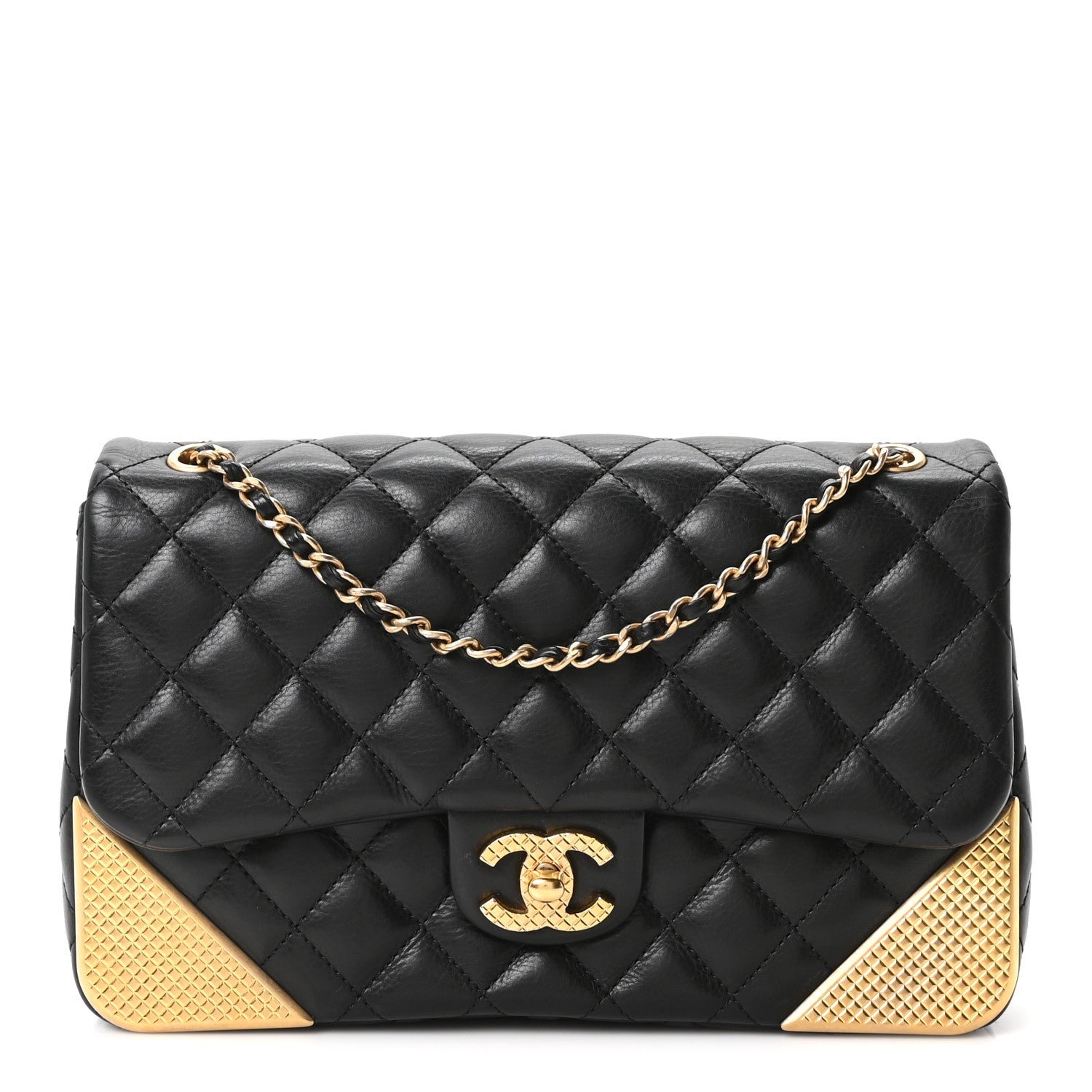 Chanel Calfskin Quilted Rock The Corner Flap Black