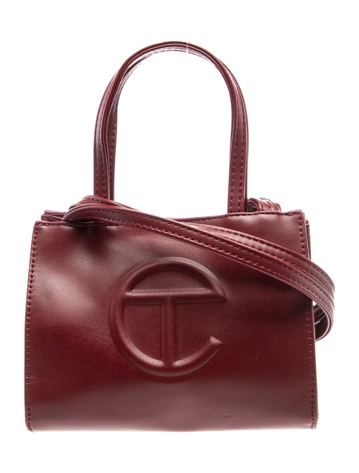 Leather Small Oxblood Shopping Bag Small