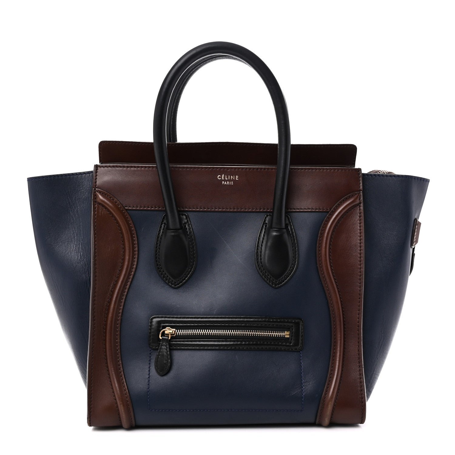 Celine Smooth Calfskin Mini Tri-Color Luggage Navy