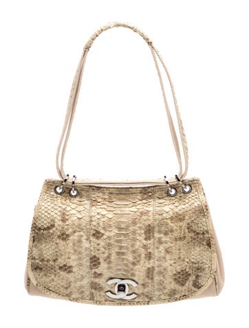 Python-Trimmed Flap Bag