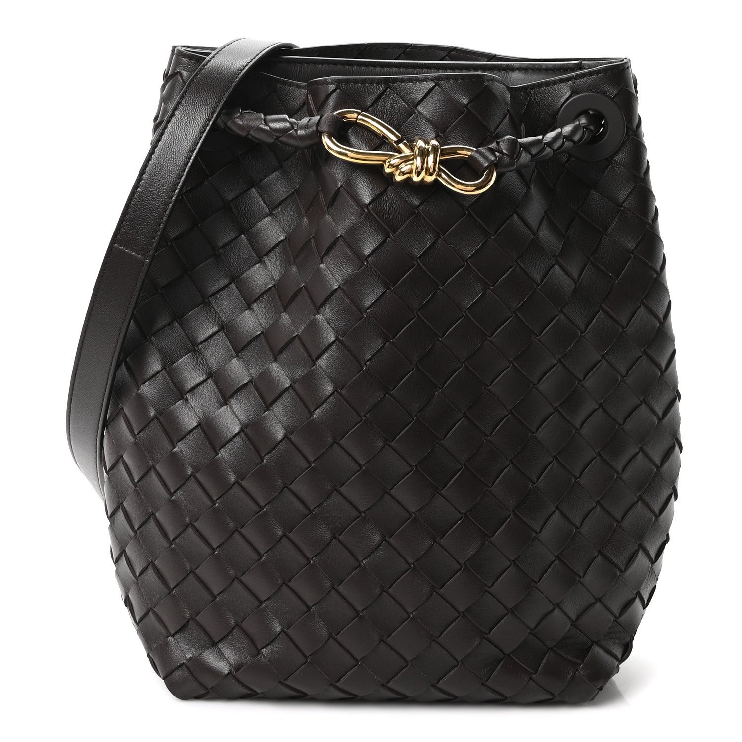 Bottega Veneta Nappa Intrecciato Small Andiamo Bucket Bag Fondant