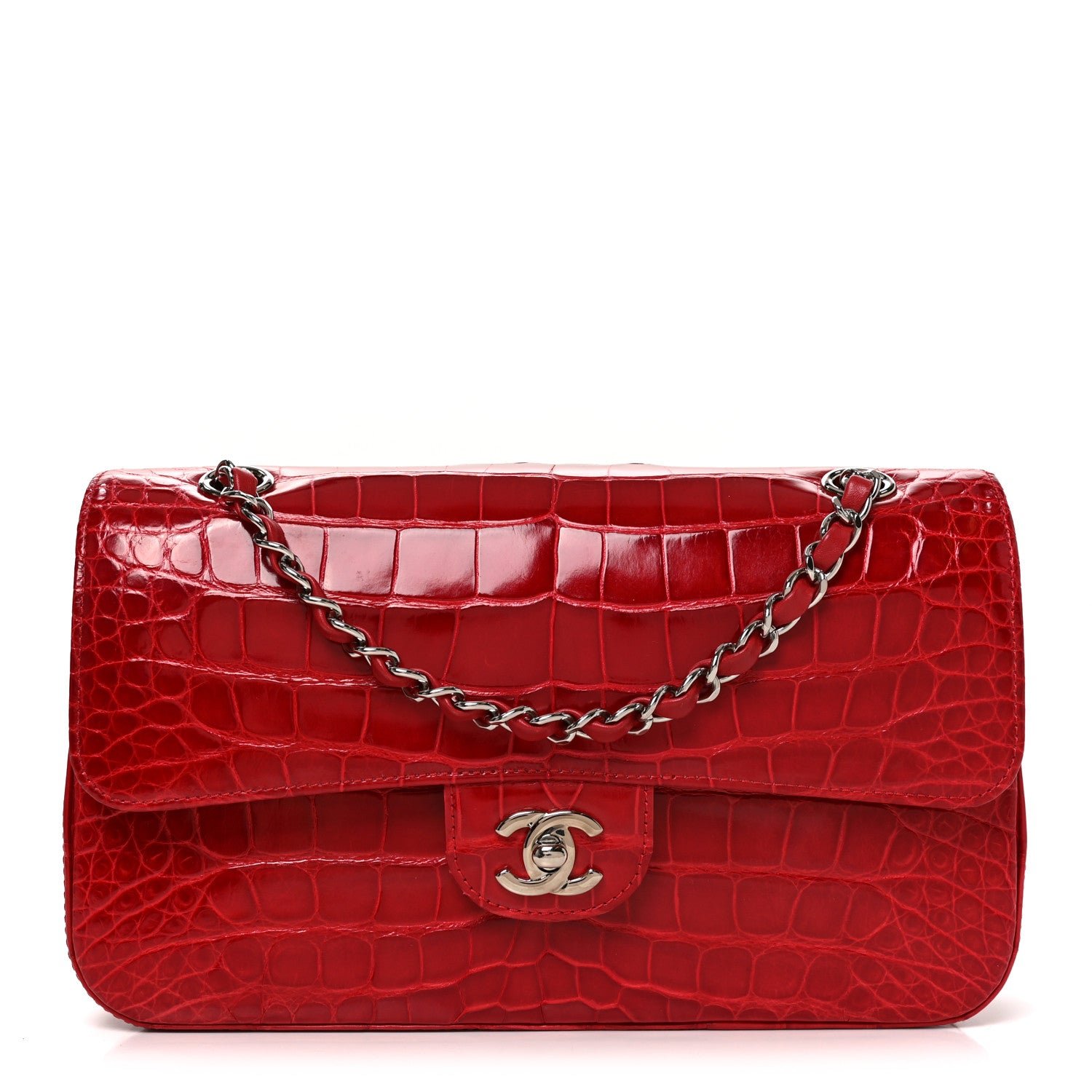 Chanel Alligator Medium Double Flap Red