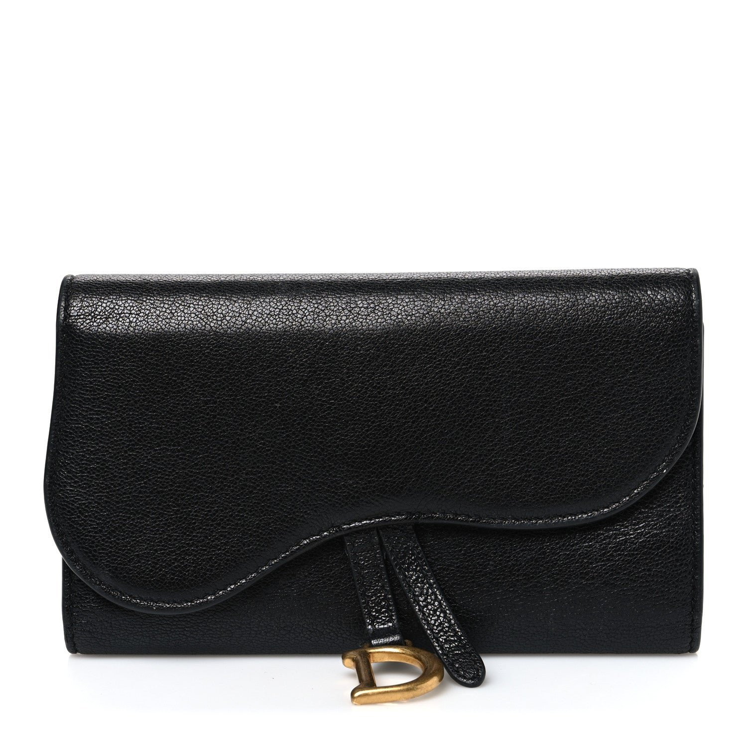 Christian Dior Goatskin Saddle Long Wallet Black