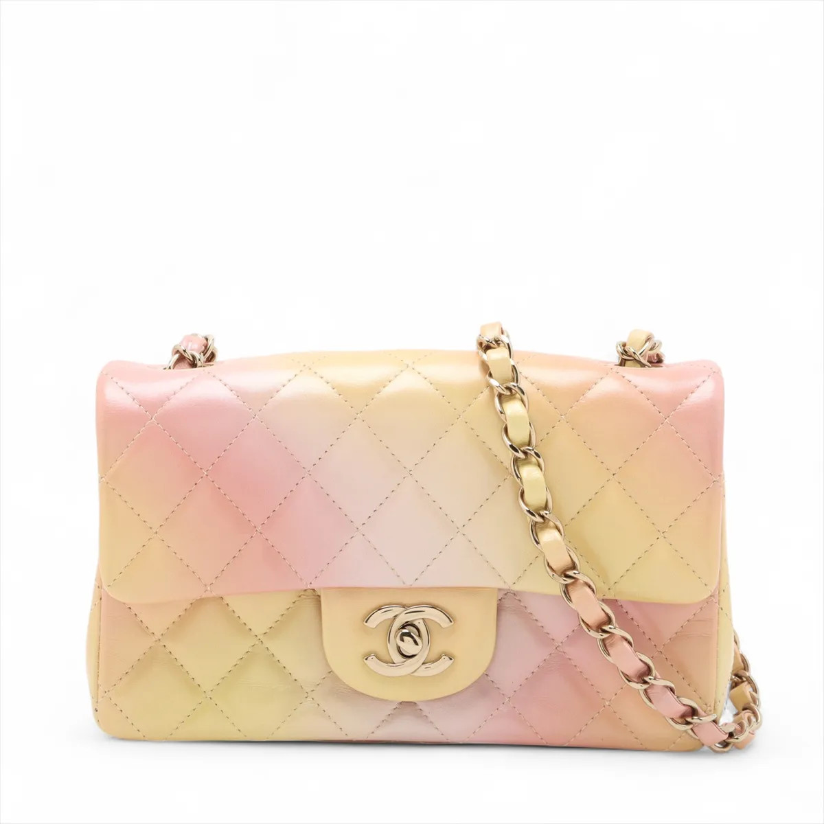 Chanel Mini Matelasse 20 Lambskin Single Flap Single Chain Bag Gradation Multico