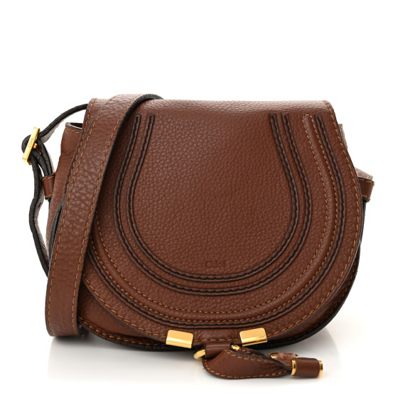 Chloe Calfskin Mini Marcie Round Crossbody Bag Caramel