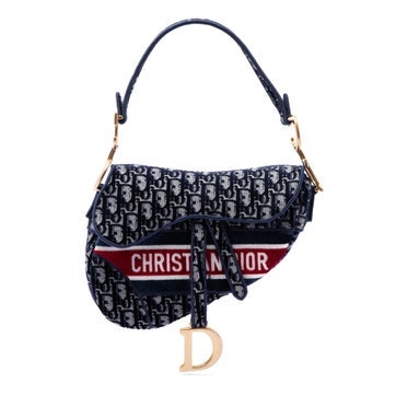 Dior Velvet Oblique Embroidered Velvet Saddle Bag