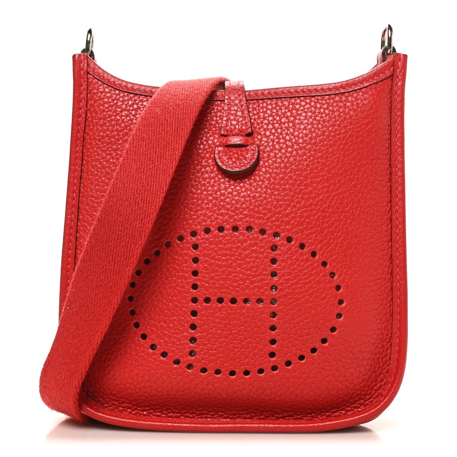 Hermes Taurillon Clemence Amazone Evelyne TPM Rouge Casaque Crevette