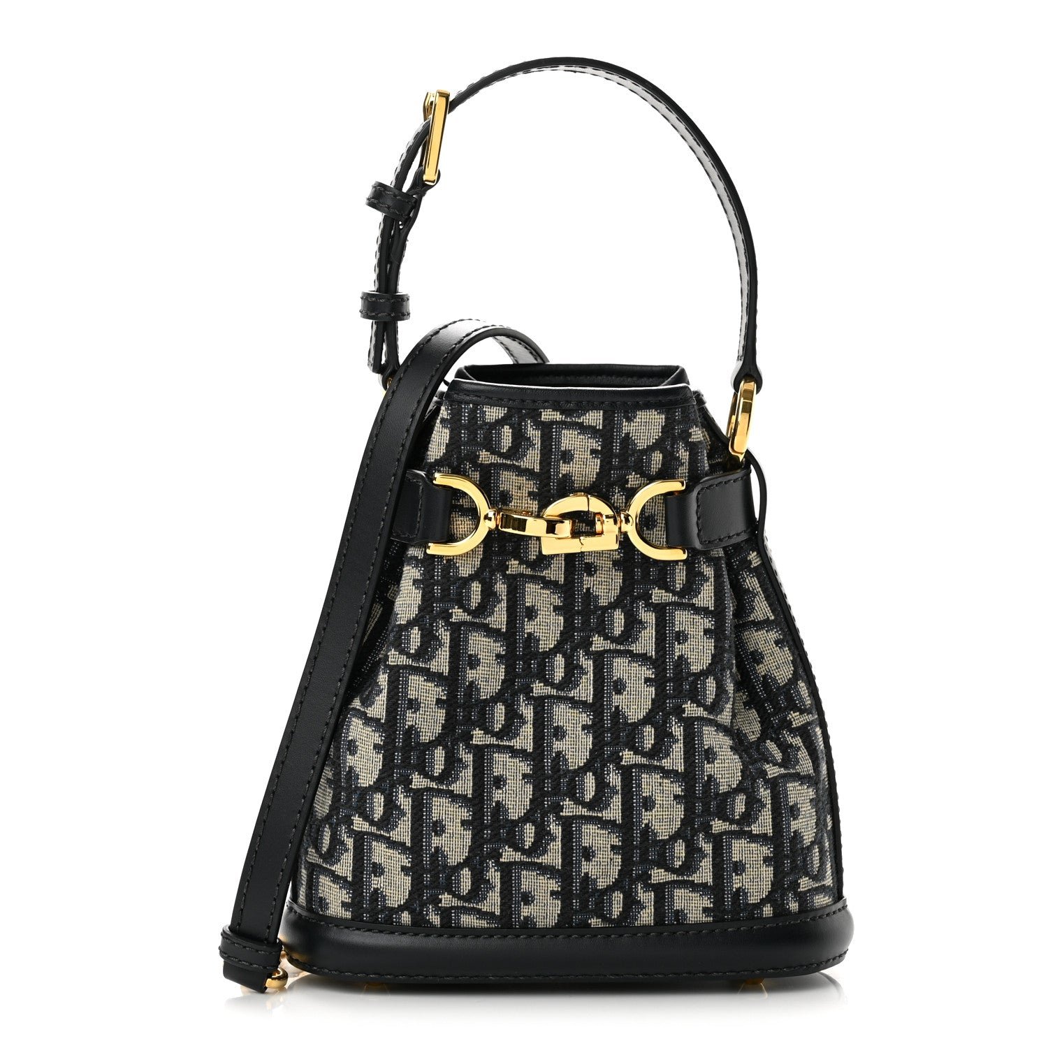 Christian Dior Oblique Calfskin Small C'est Dior Bucket Bag Blue
