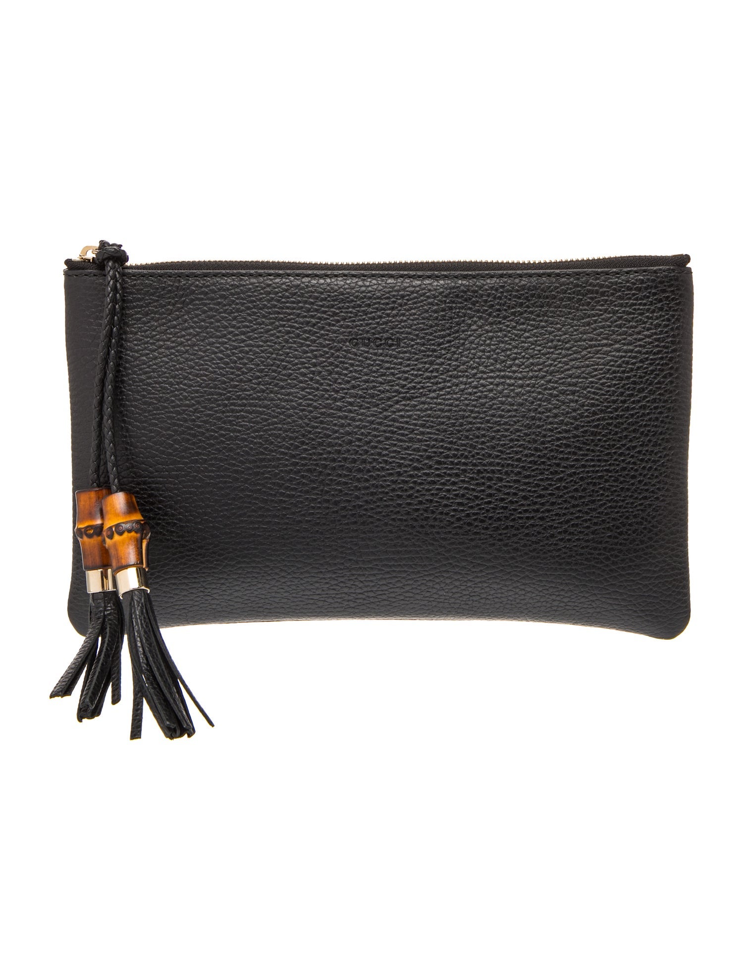 Bamboo Bamboo Tassel Flat Zip Clutch Medium