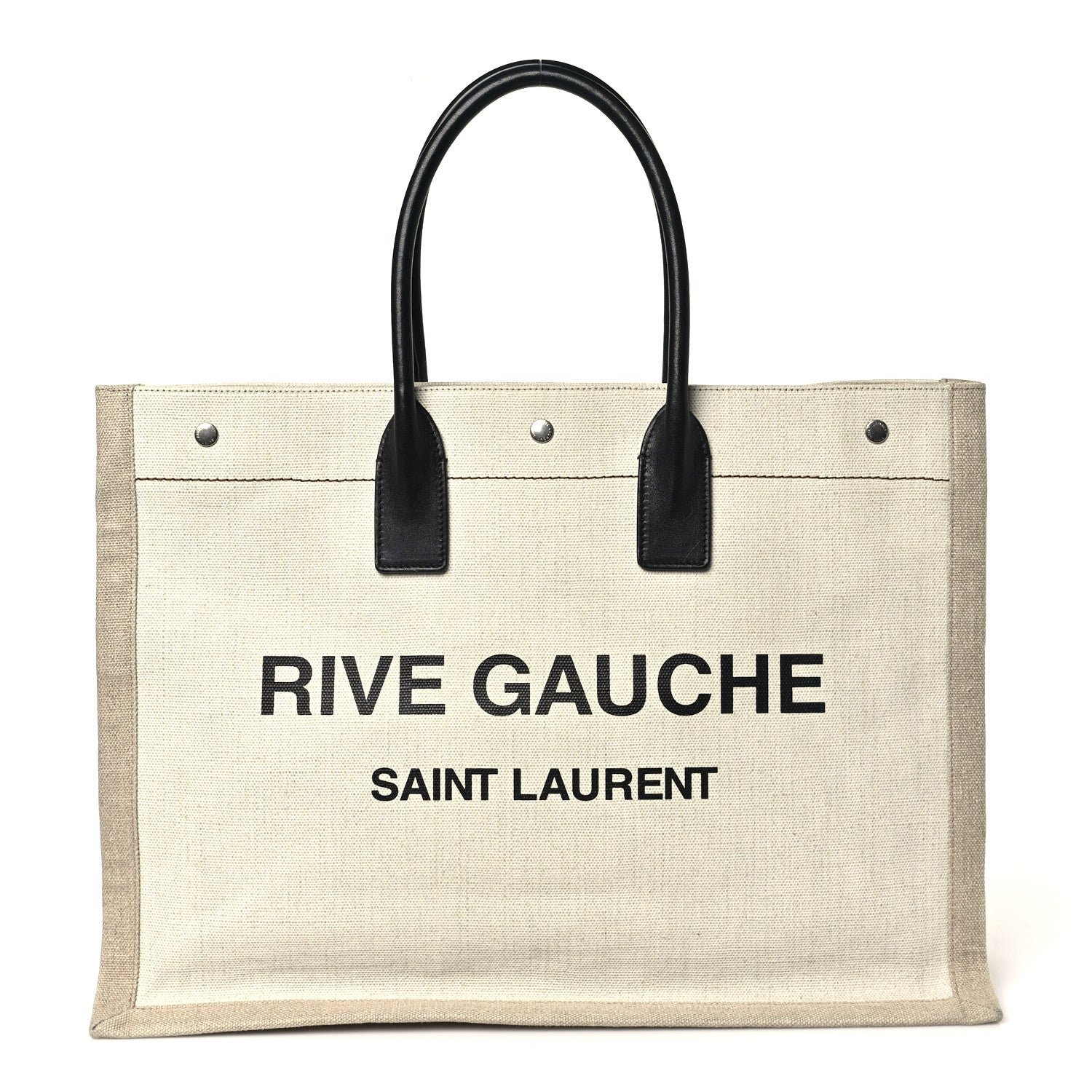 Saint Laurent Linen Calfskin Rive Gauche Tote Optic White