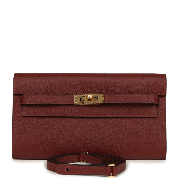 Hermes Hermes Kelly Wallet To Go Rouge H Evercolor Gold Hardware