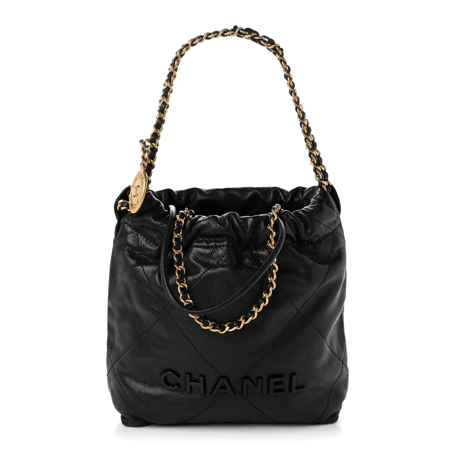 Chanel Shiny Caviar Quilted Monochrome Mini Chanel 22 Black