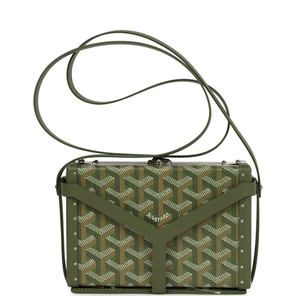 Goyard Goyard Goyardine Canvas Khaki Minaudière Trunk Bag Palladium Hardware