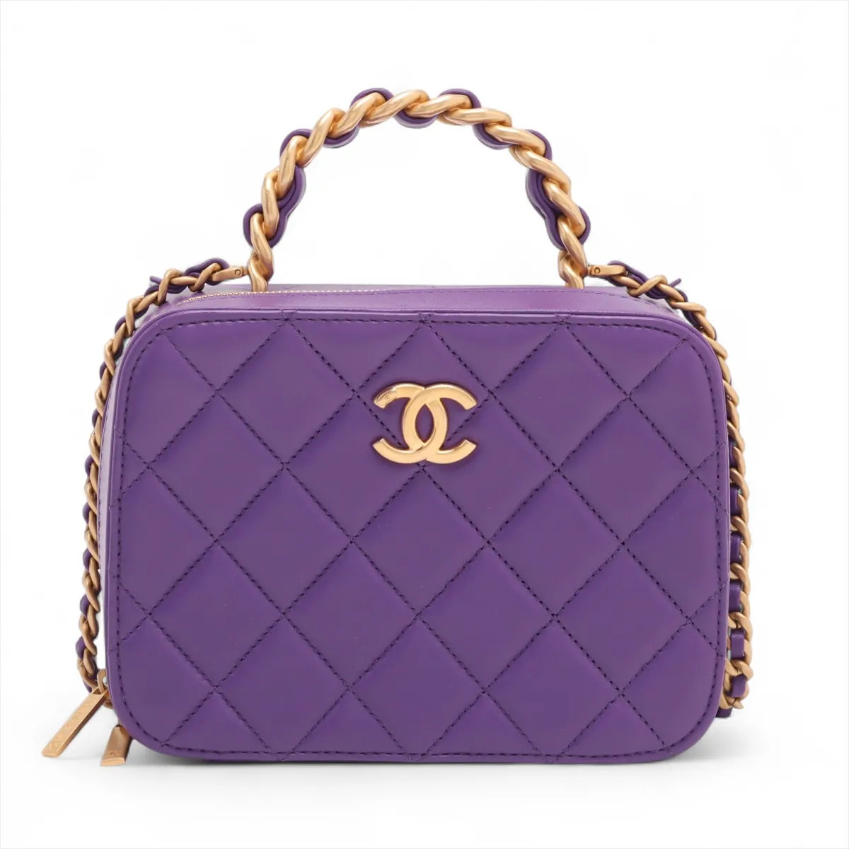 Chanel Matelasse Lambskin 2 Way Shoulder Bag Purple Gold Metal Fittings random p